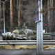 This general view shows a Russian tank in the city of Irpin, west of Kyiv, on March 4, 2022